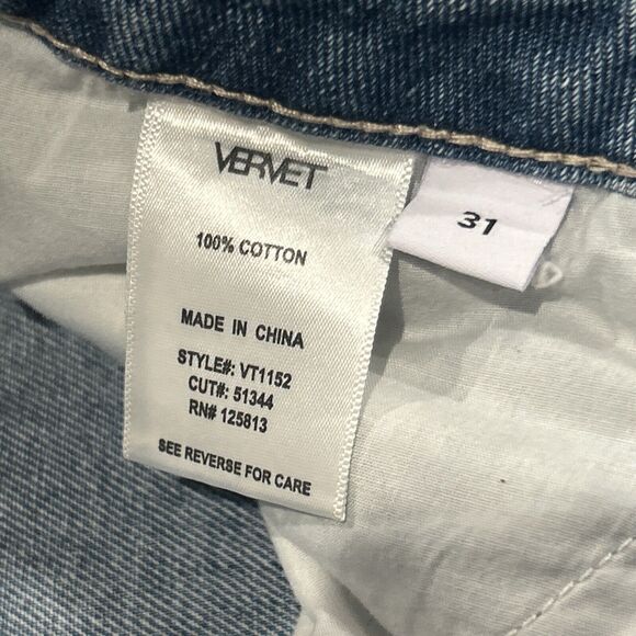 Vervet Beverly Jeans Women 31 Super High Rise Distressed Straight Button Fly New - Picture 3 of 8